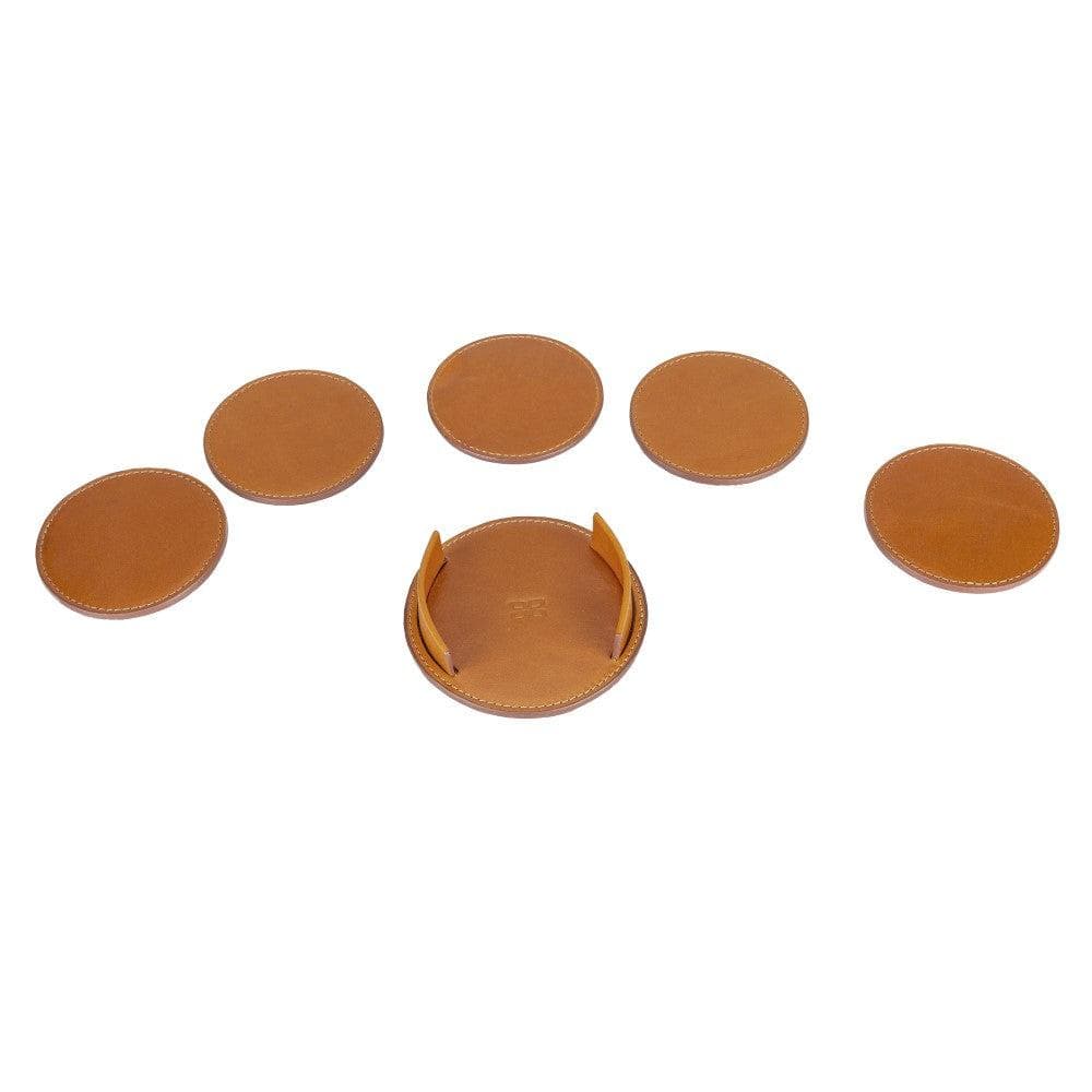Tucson Genuine Leather Coaster Set of 5 with Holder - Premium Cup Coasters-2