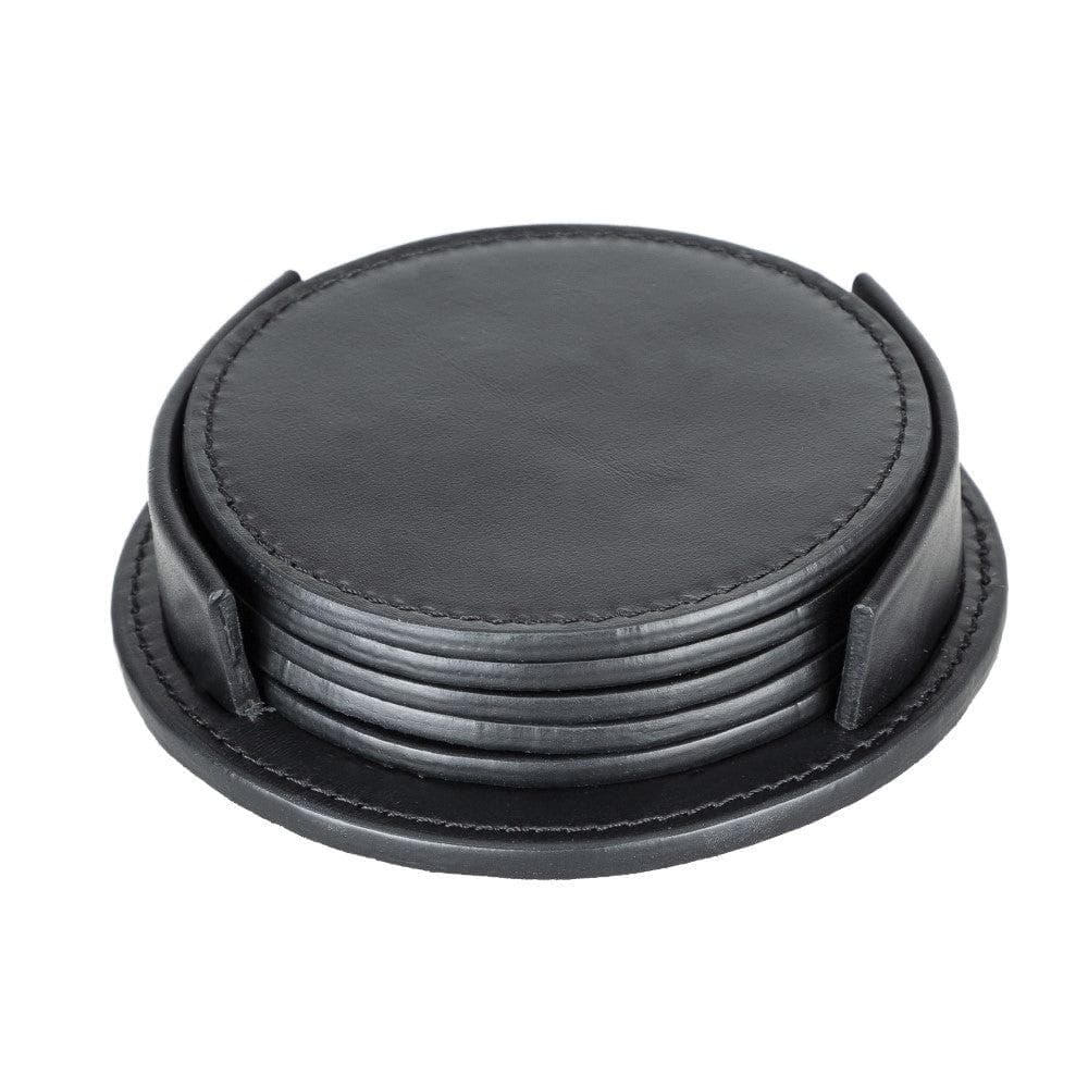 Tucson Genuine Leather Coaster Set of 5 with Holder - Premium Cup Coasters-5